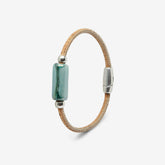 Bracelet in Natural Cork with Green and Silver Beads